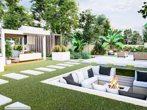 A neat yard with different zones